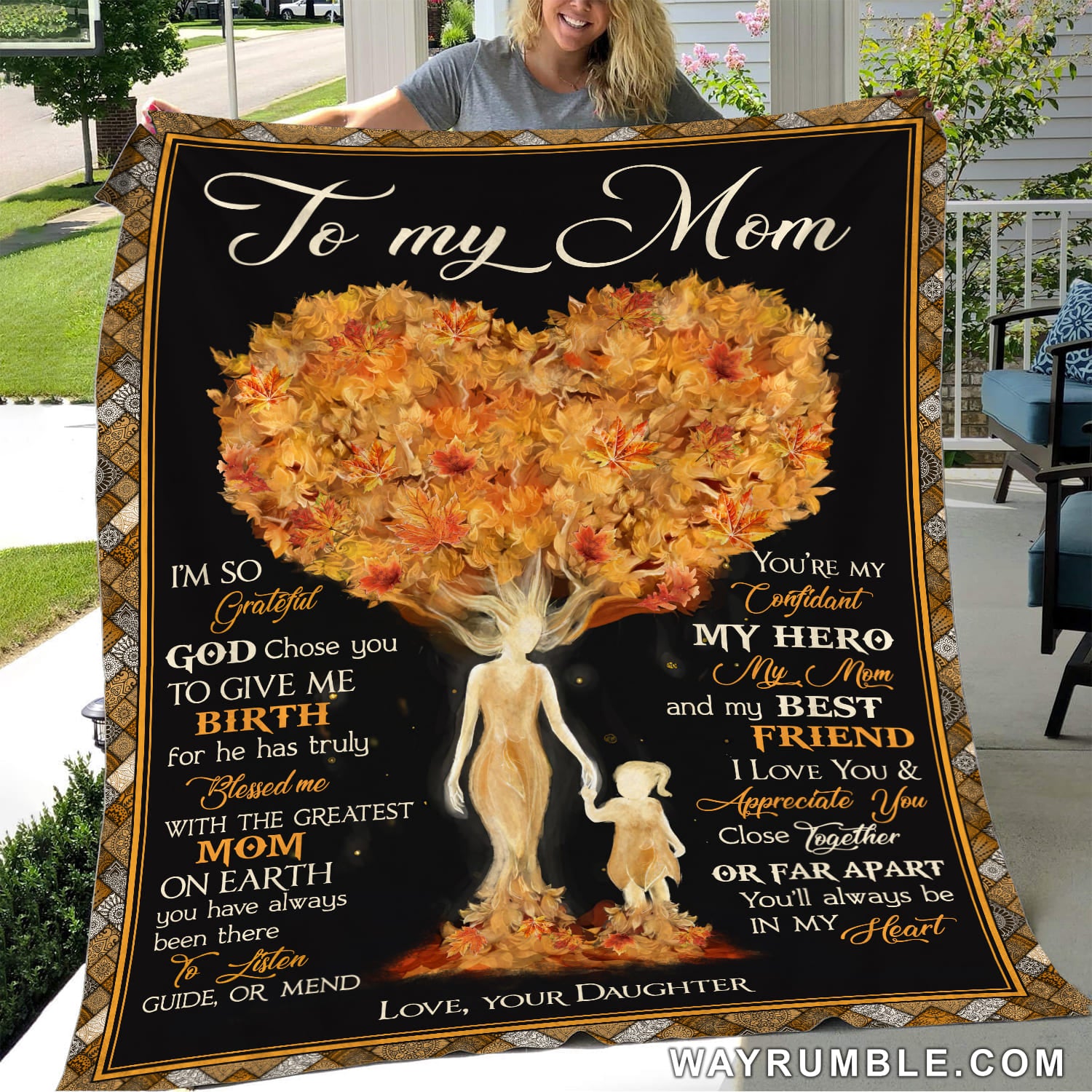 You Will Always Be In My Heart – Daughter To Mom, Holding Hands, Heart Tree, Autumn Blanket