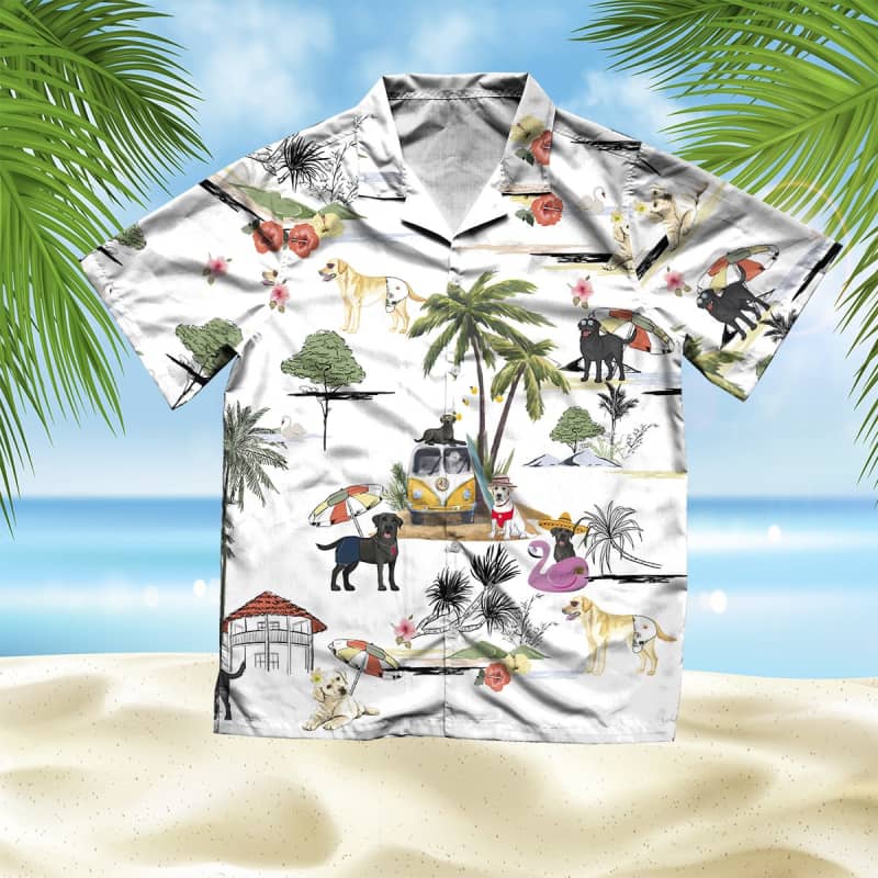 Tropical Unisex Labrador Beach Hawaii Shirt Print Aloha Short Sleeve Casual Ha21384