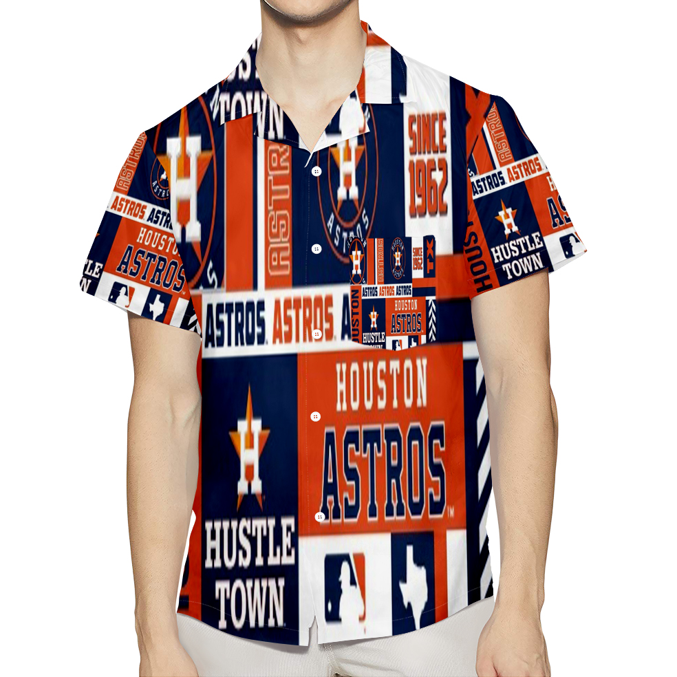 Houston Astros Emblem V5 3D All Over Print Summer Beach Hawaiian Shirt With Pocket