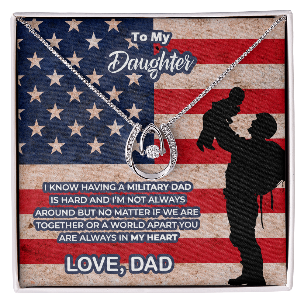 I Know Having A Military Dad Is Hard, You Are Always In My Heart, Gift For Daughter From Veteran Dad, Christmas Gifts, Veteran Gift Ideas, Birthday Gift For Daughter From Veteran Dad, Veteran Family Bride Gift From Dad Necklaces