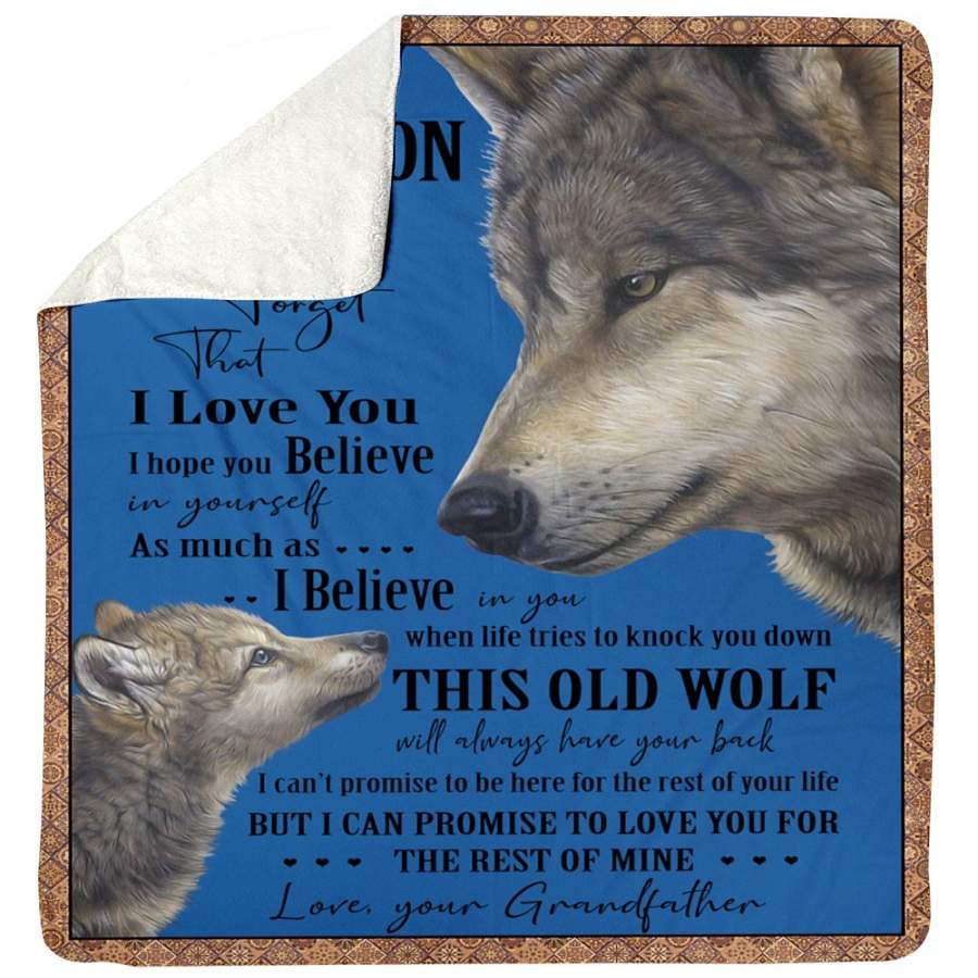 Wolves Love Message Of Grandfather To Grandson Sherpa Blanket