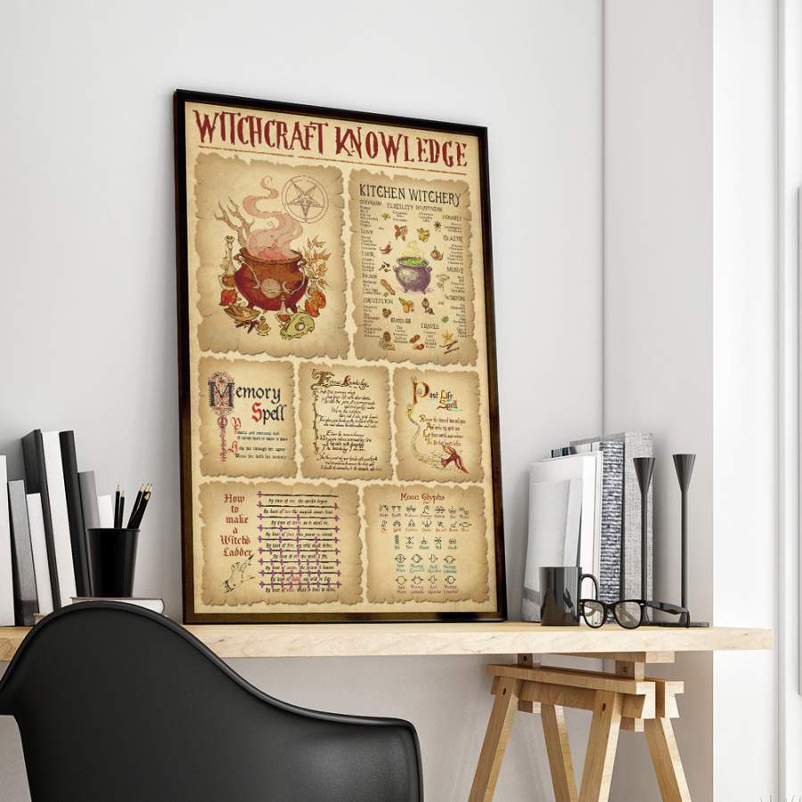 Wozoro Unframed Poster Wall Art Witchcraft Knowledge Size 11×17, 16×24, 24×36 inch