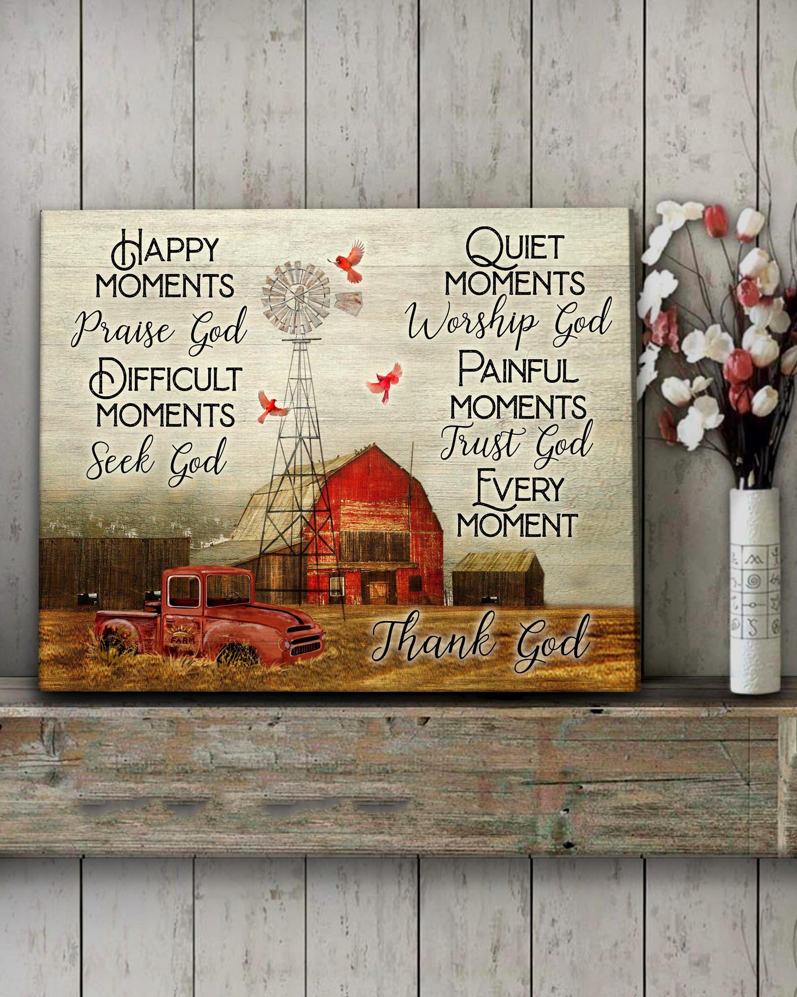 Thank God Farm Cardinal Premium Canvas Wall Art