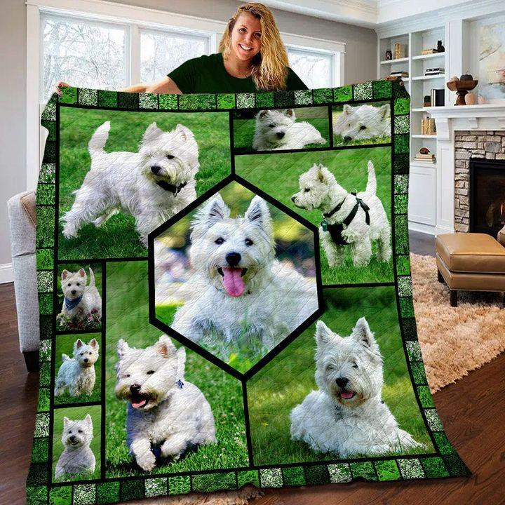 Westie On The Grass Blanket Present For Children – Puppy Dog Quilting Presents For Birthday Christmas Thanksgiving