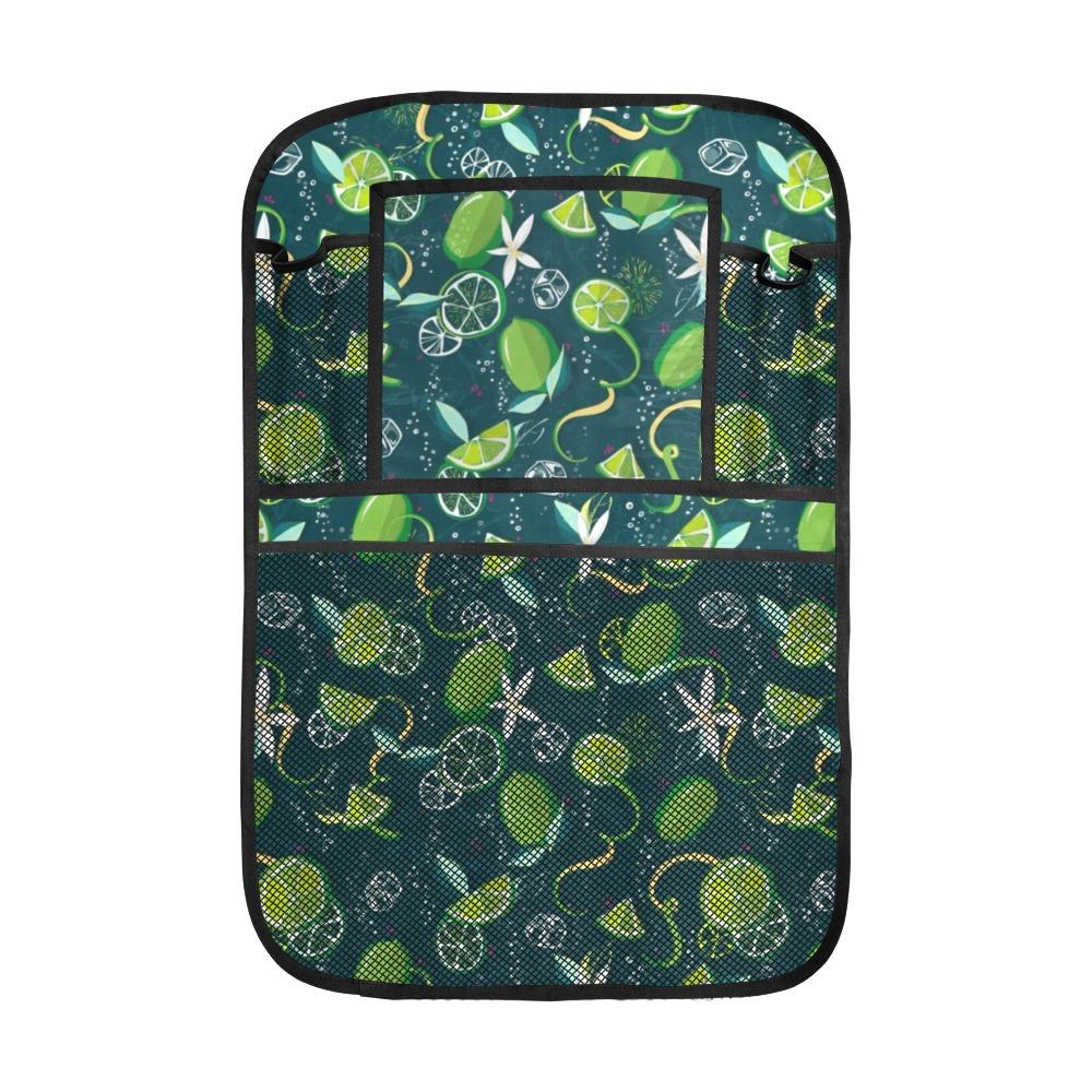 Lime Ice Flower Pattern Car Seat Back Organizer