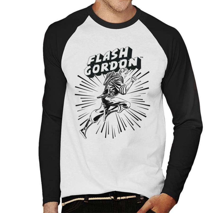 Flash Gordon Action Leap Men’s Baseball Long Sleeved T-Shirt
