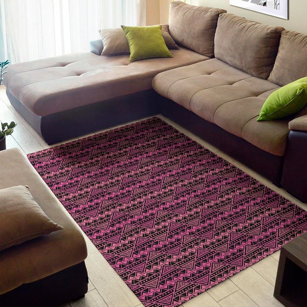 Pink African Ethnic Pattern Print Area Rug