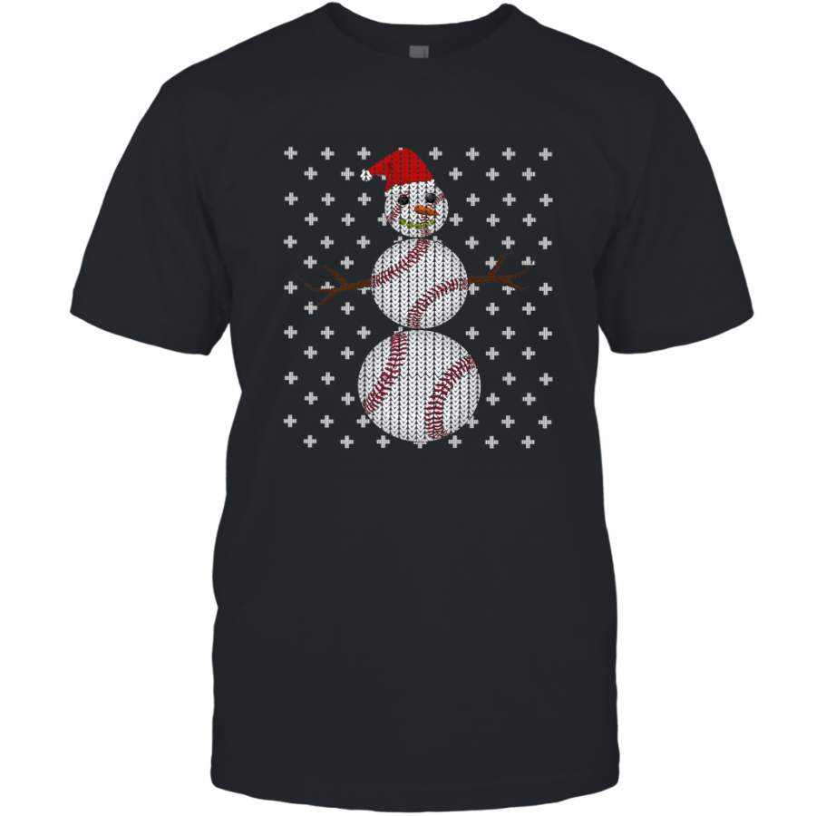 UGLY CHRISTMAS Baseball Snowman Holiday Santa Funny Men Gift Men’s T-Shirt