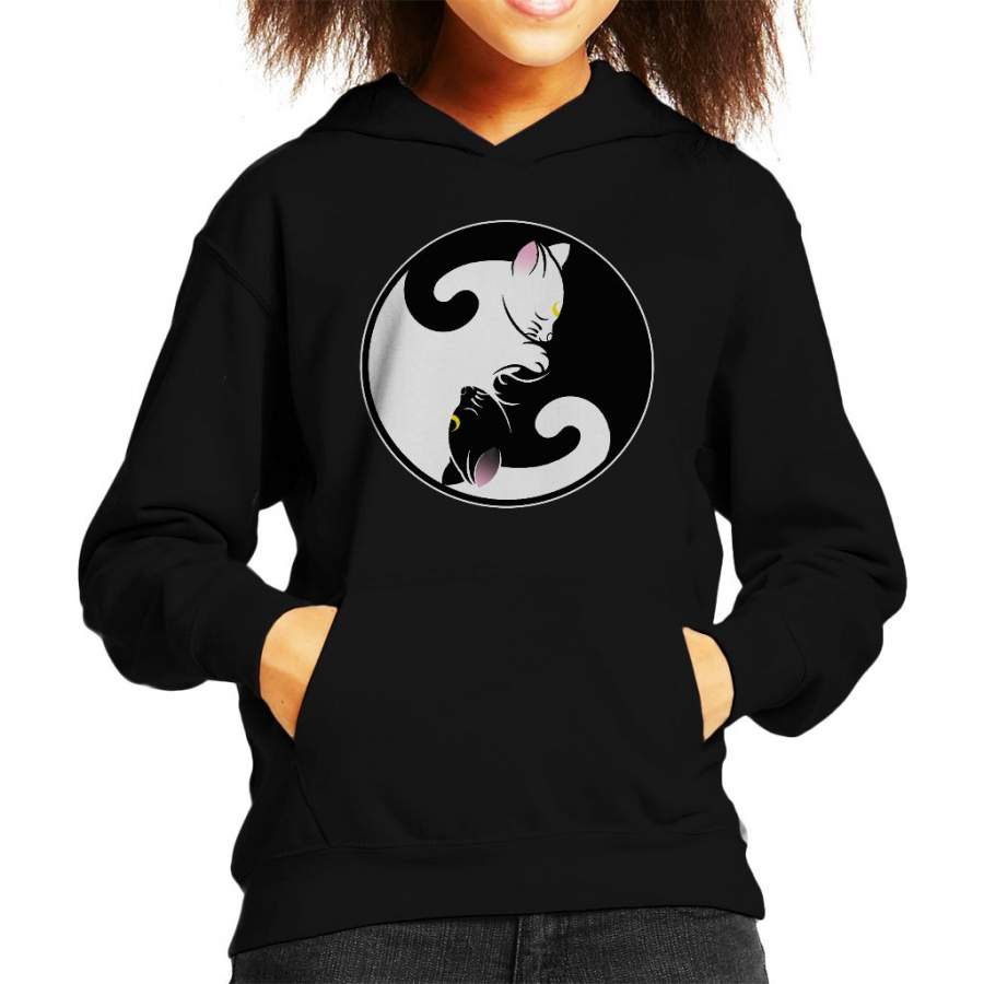 Sailor Moon Luna And Artemis Yin Yang Symbol Kid’s Hooded Sweatshirt