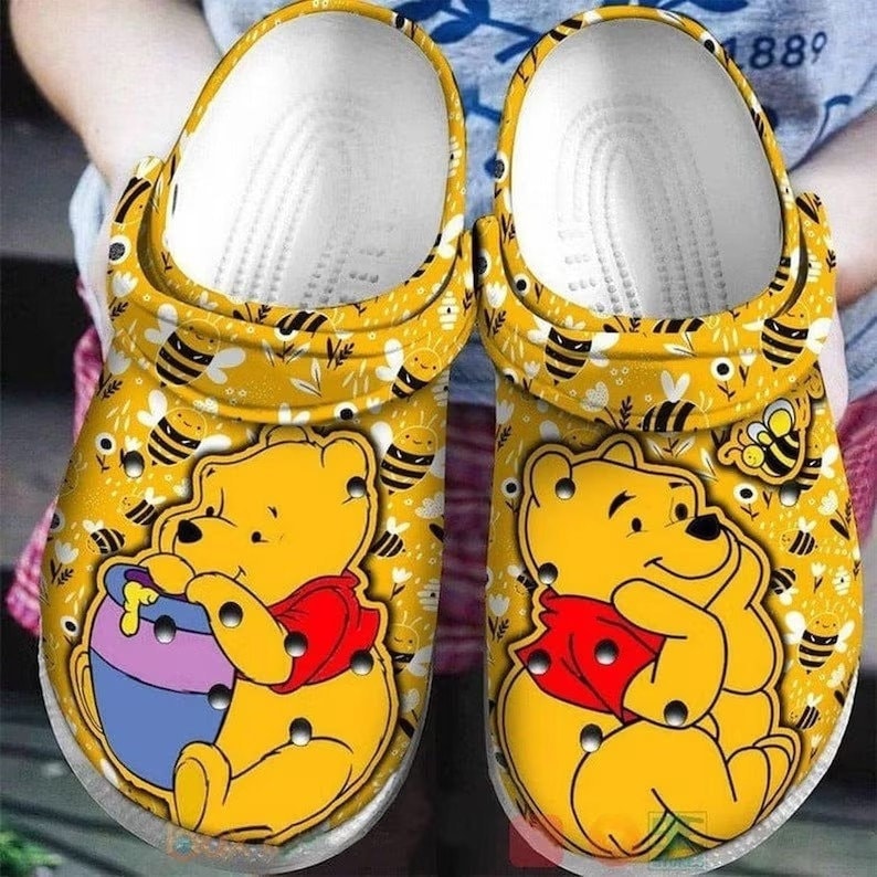 Winnie the Pooh Clogs, Pooh Bear Custom Name Slipper, Custom Clogs, Funny Slippers, Personalized Name Shoes