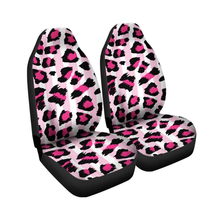 Pink Striped Leopard Car Seat Covers