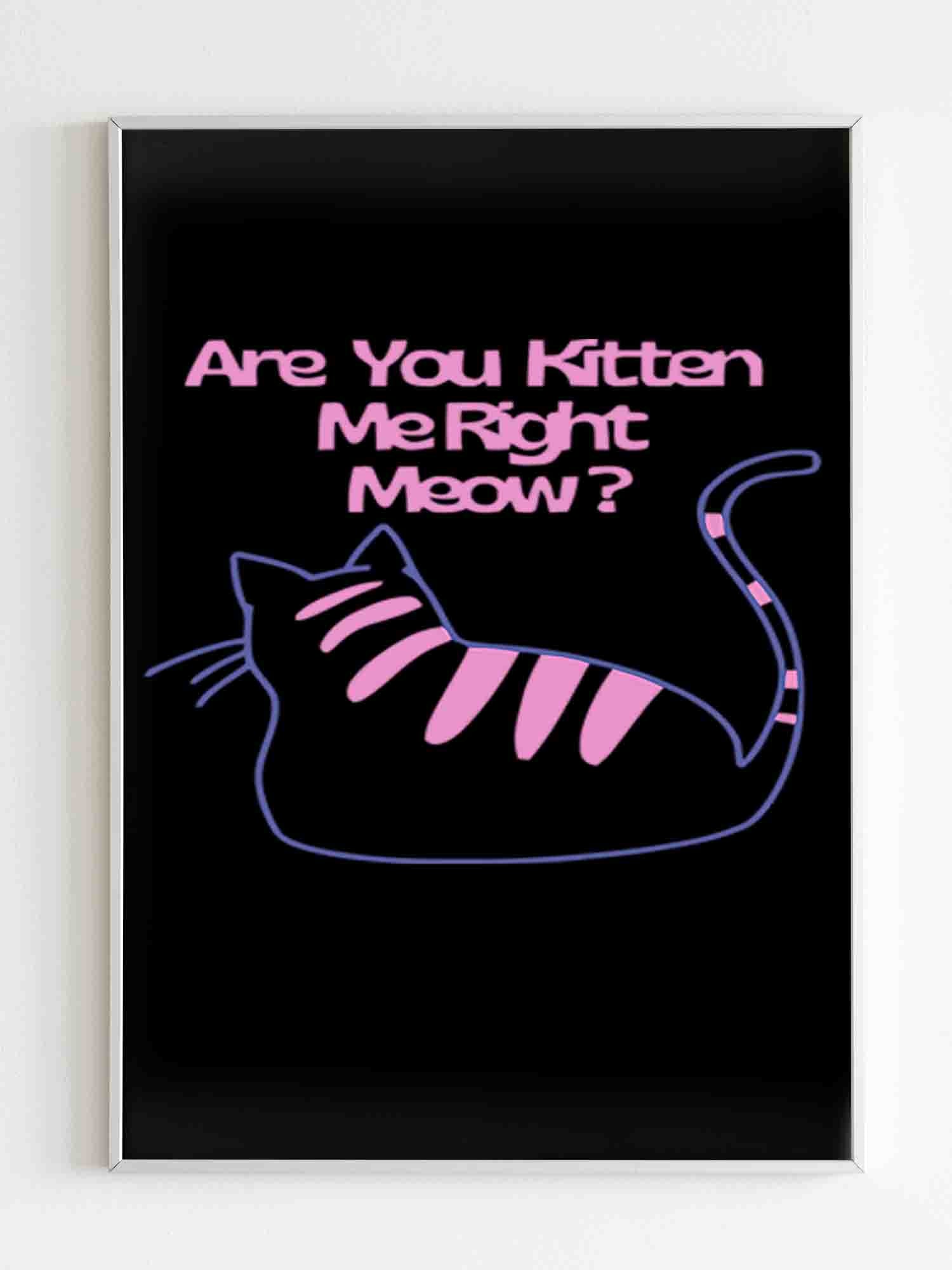 Are You Kitten Me Right Meow Art Poster