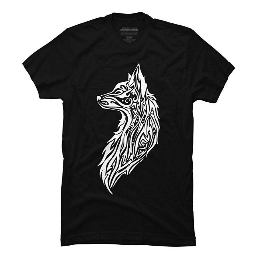 100% Cotton Tribal Fox White Men’s Graphic T Shirt Fashion Design Shirt