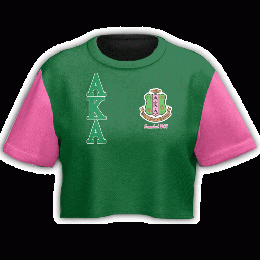 Alpha Kappa Alpha Founded 1908 Sorority Inc Green And Pink Crop Top T Shirt