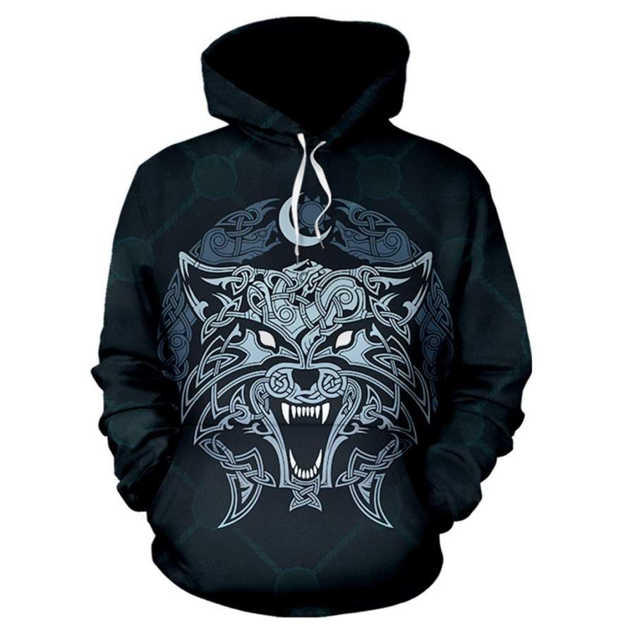 3D Viking Norse Fenrir Wolf Unisex Hoodie 005