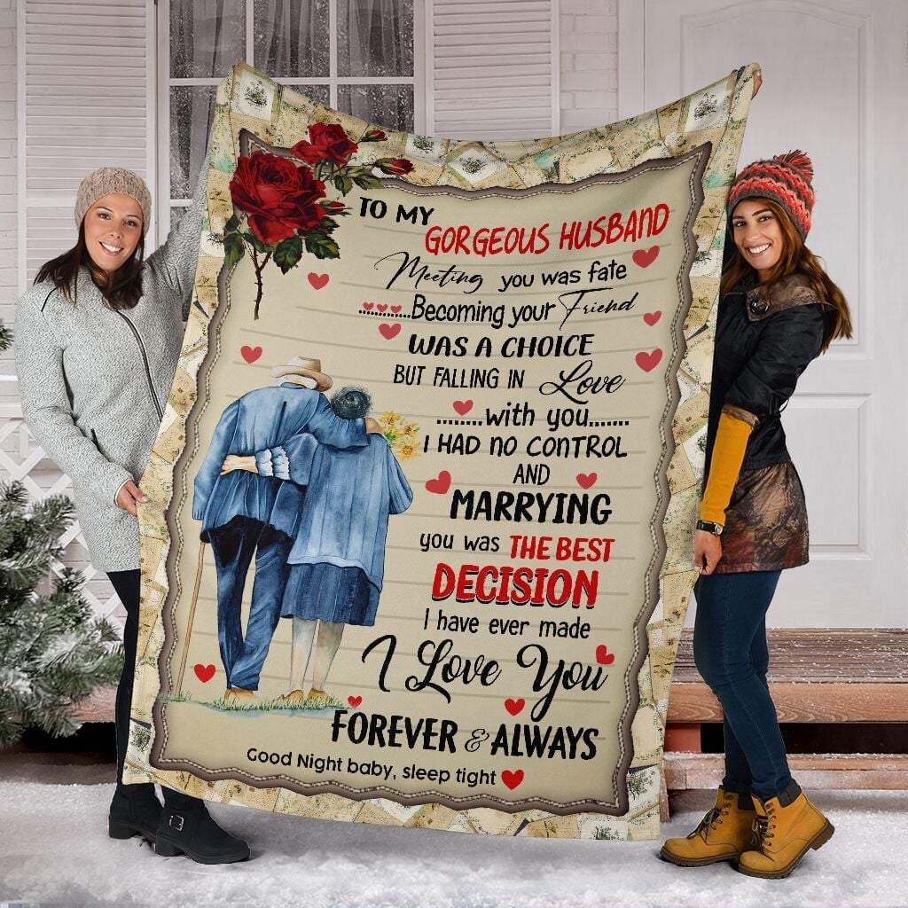 To My Gorgeous Husband Falling In Love With You, Fleece Blanket For Valentine’S Day, Gift For Husband Home Decor Bedding Couch Sofa Soft And Comfy Cozy