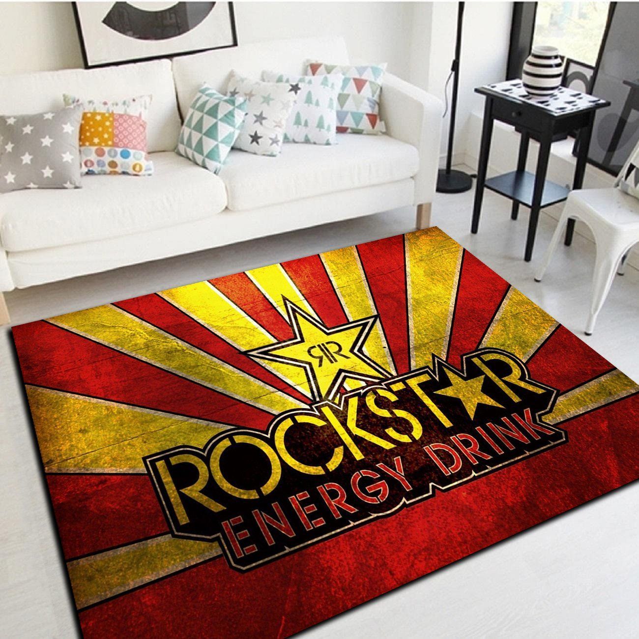 Rockstar energy Logo Area Rugs, Living Room Carpet, Floor Mat Home Decor