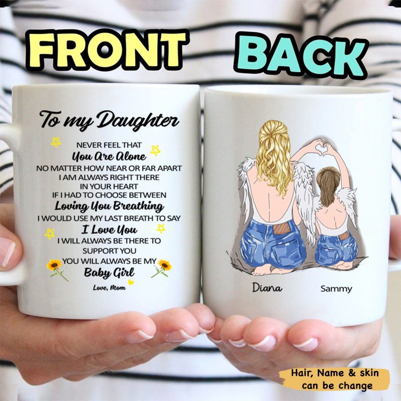 Personalized To My Daughter Never Feel That You Are Alone Mug For Daughter