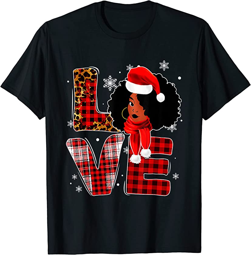 Christmas Black African American Costume Santa Melanin Women T-Shirt