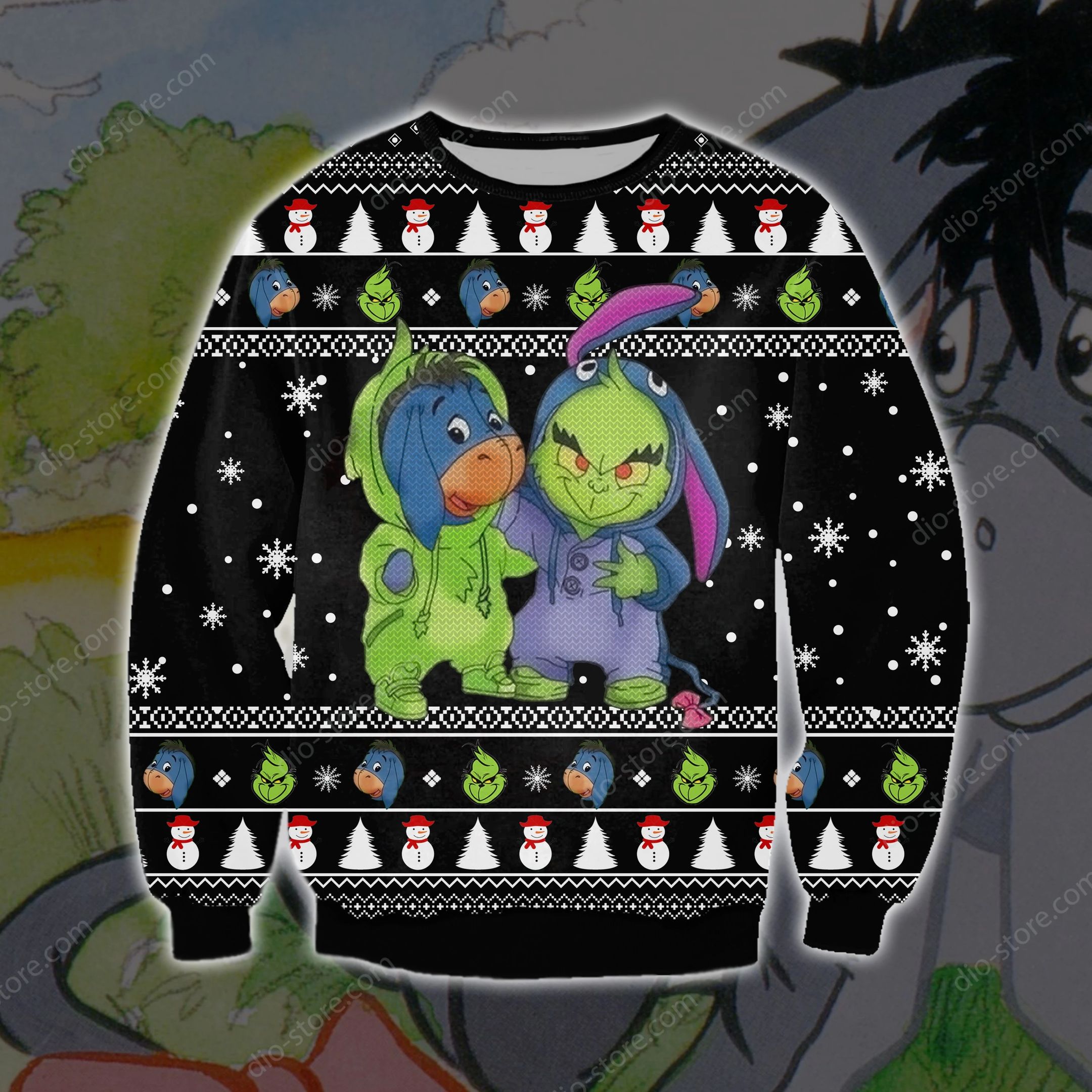 Unifinz Grinch Sweater Eeyore Grinch Christmas Black Ugly Sweater 2022