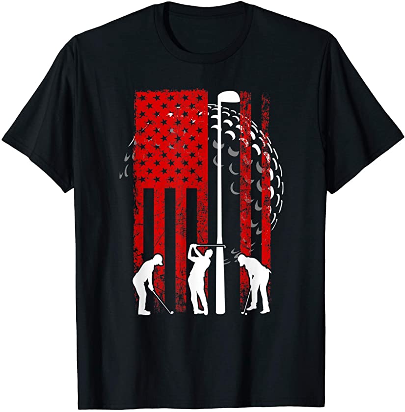 American Flag Golf Vintage 4th of July Golfer T-Shirt