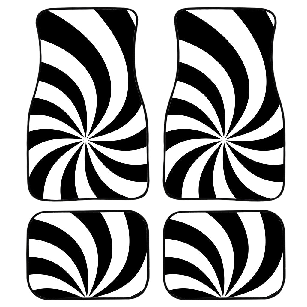 Swirl Optical Illusion Print Front And Back Car Floor Mats, Front Car Mat