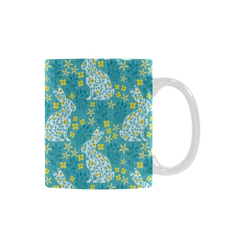 Rabbit Flower Theme Pattern Classical White Mug (FulFilled In US)