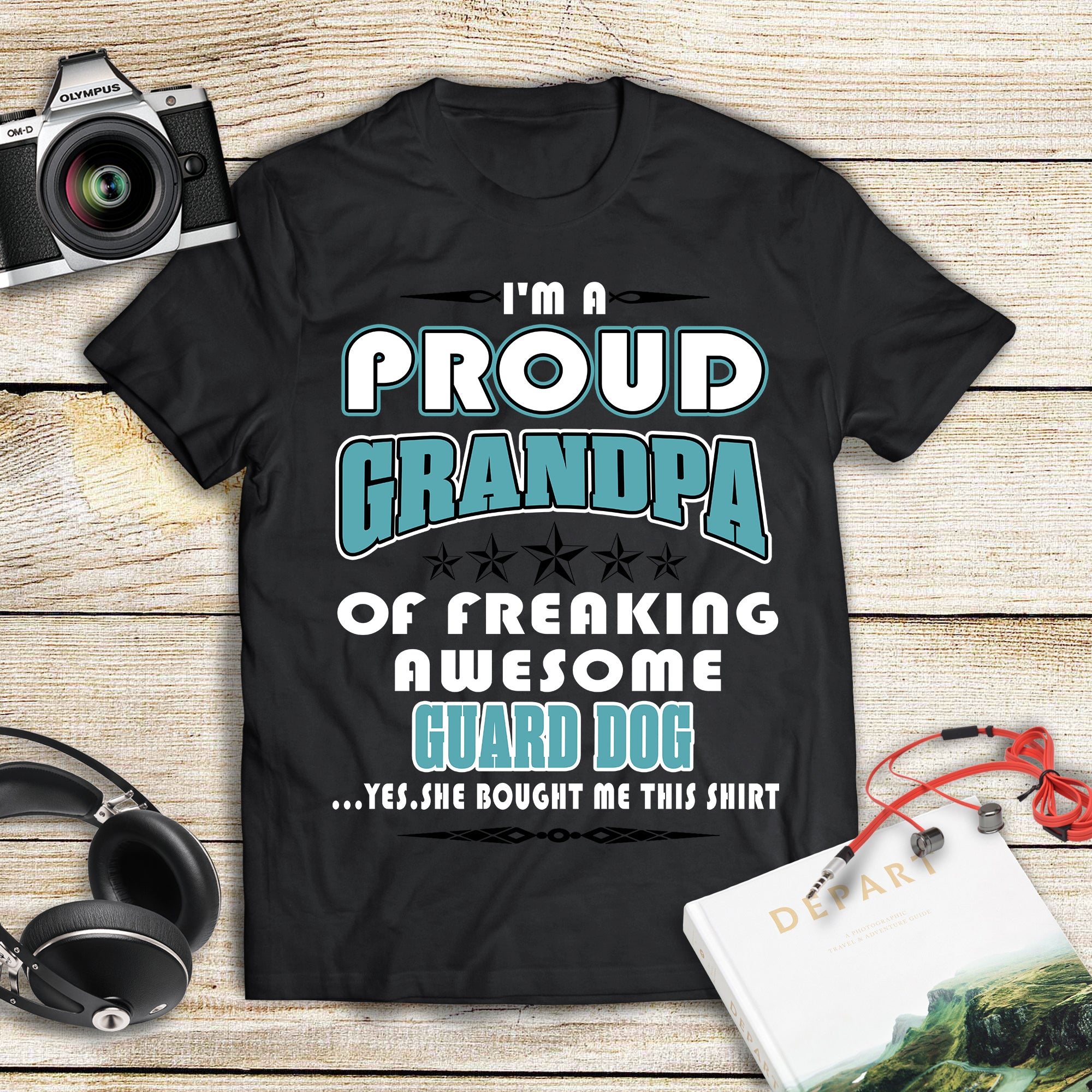 Proud Grandpa Of Freaking Awesome Guard Dog Gift Dog Lovers – Standard T-shirt