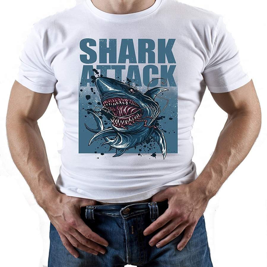 Shark Attack Sunny Beach Weekend Holiday Men’s Fashion T Shirt