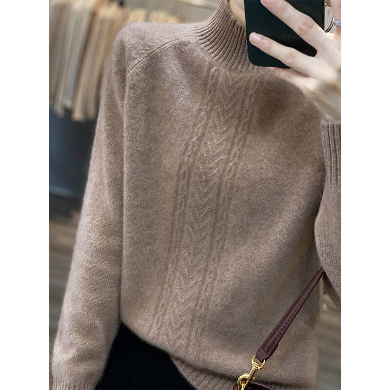 Soft Women Cashmere And Wool 2022 New Arrival Menca Sheep Autumn/Winter Thicker Knitted Female High Elasticity Tops alx