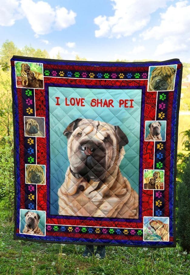 Animal  Dog  I Love Shar Pei  Quilt Blanket