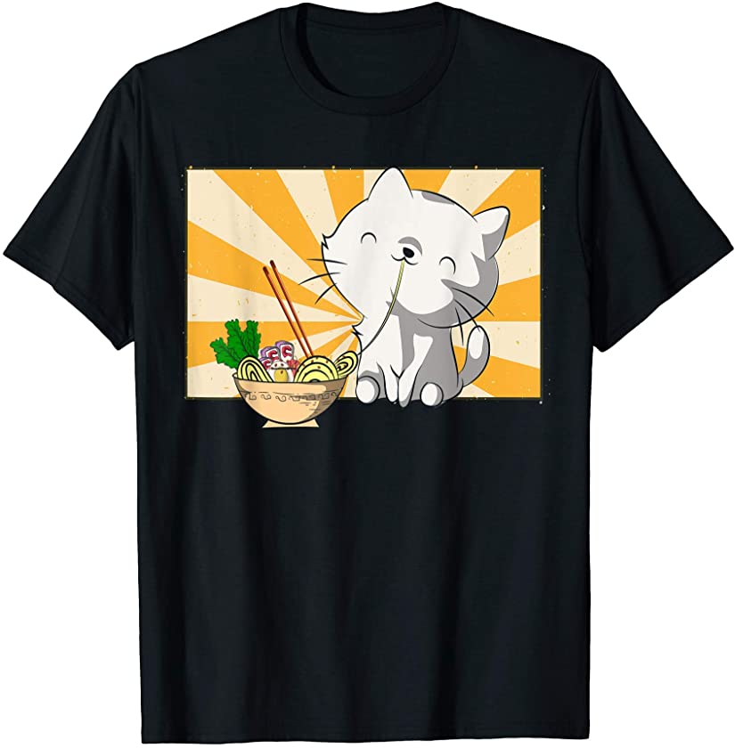 Animal Cute Pet Owner Gift Cat Kawaii Asian Food Ramen T-Shirt