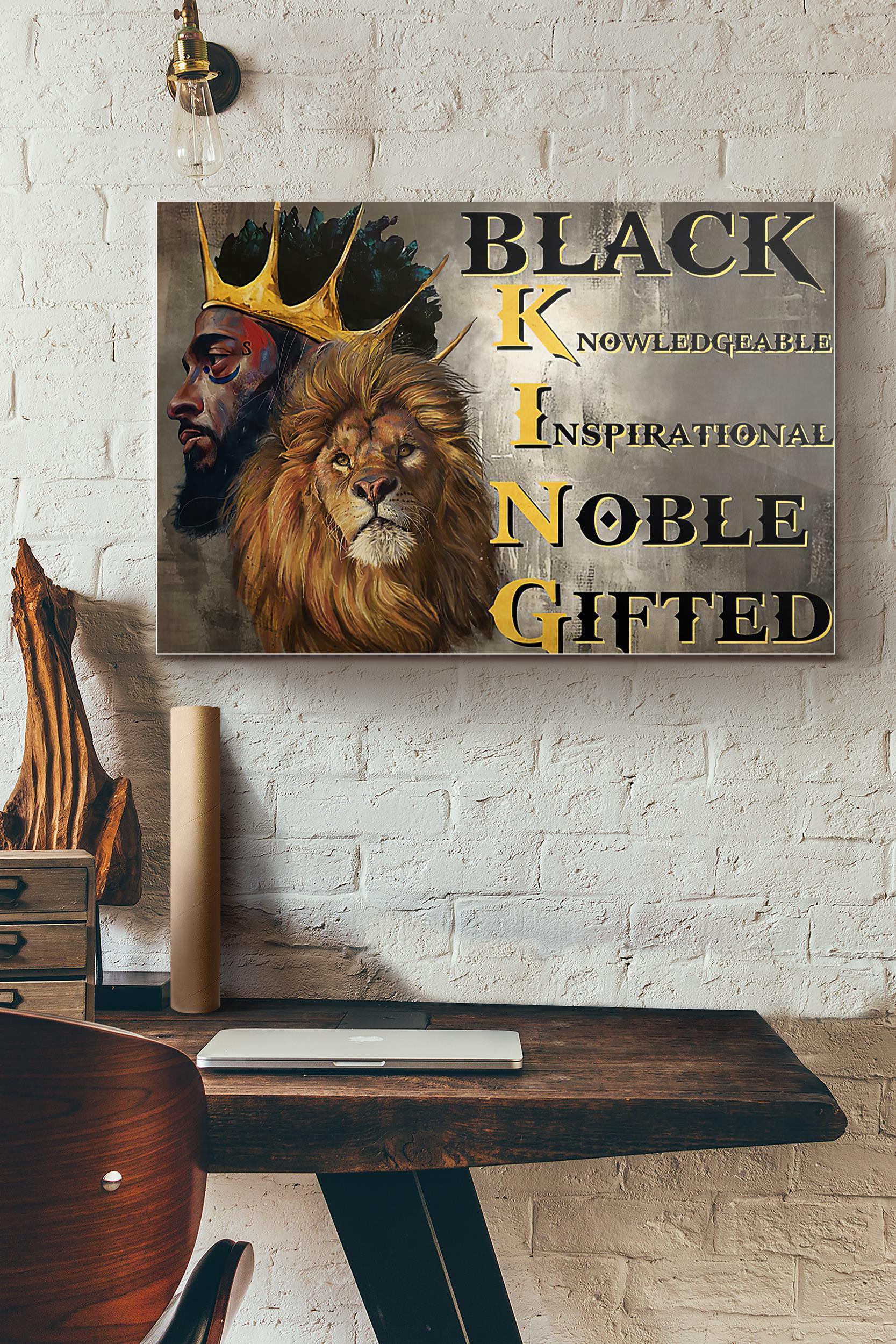 Lion Black King Knowledgeable Inspirational Noble Gifted Poster