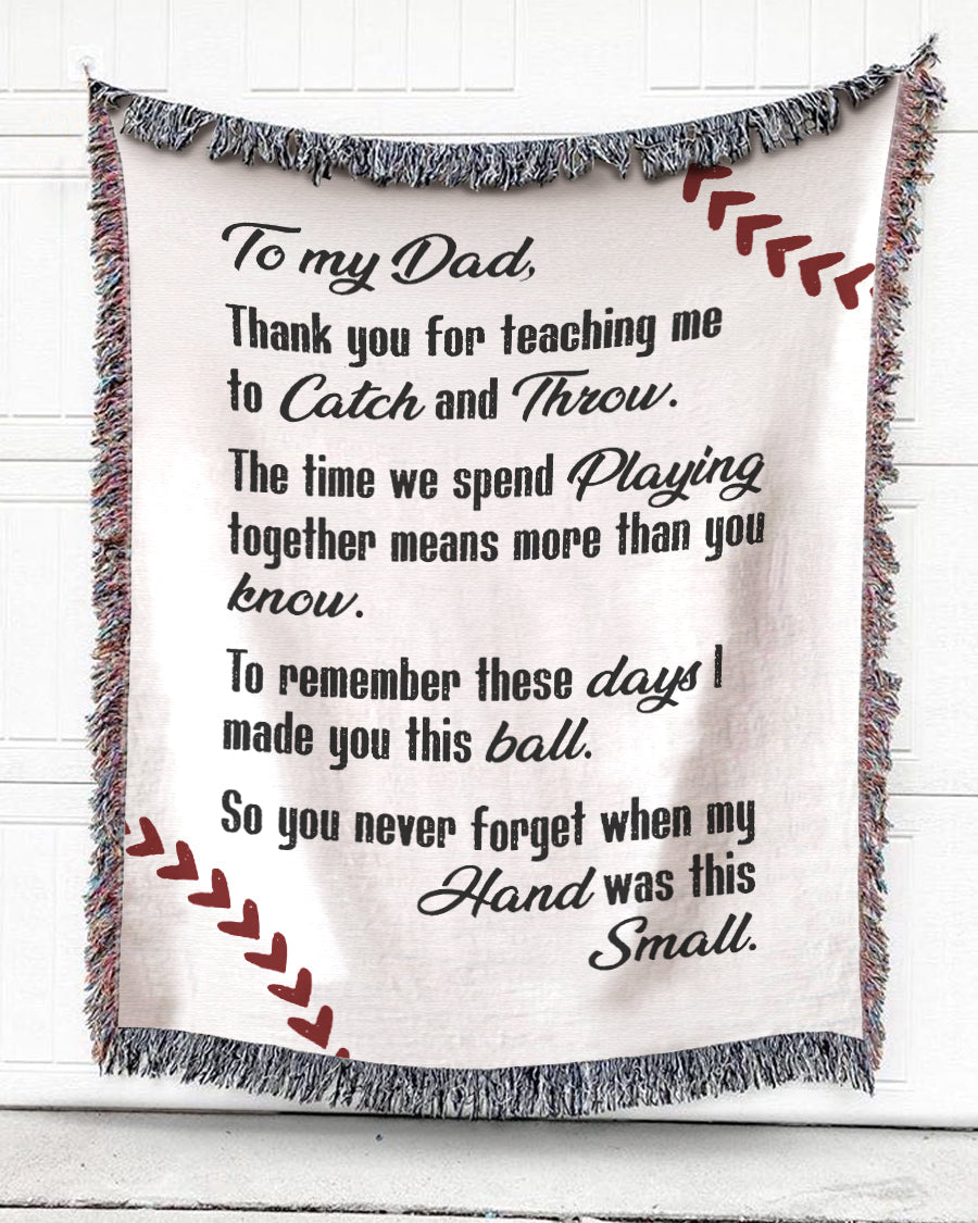 Woven Throw For Father Birthday Gift, Baseball – To My Dad, Cotton Blanket