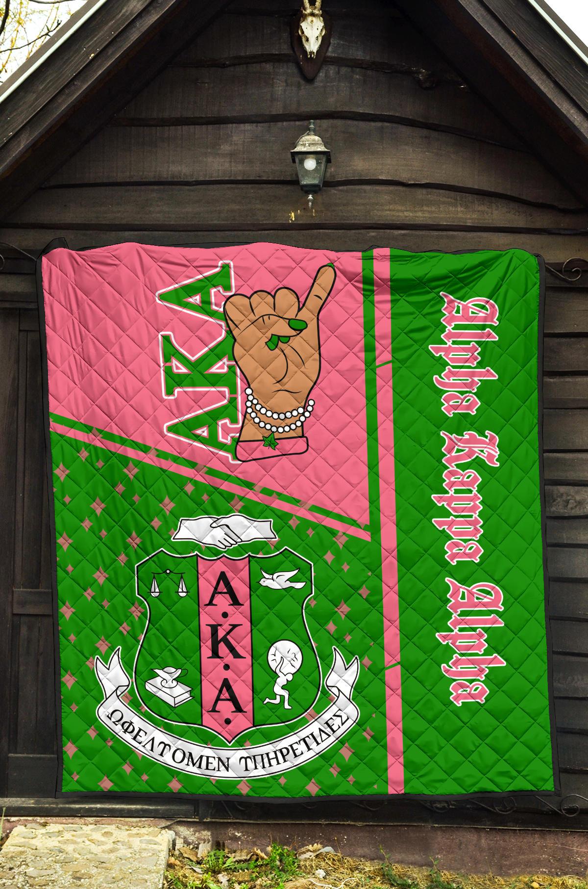 Alpha Kappa Alpha hand Sign Premium Quilt - Black Queen