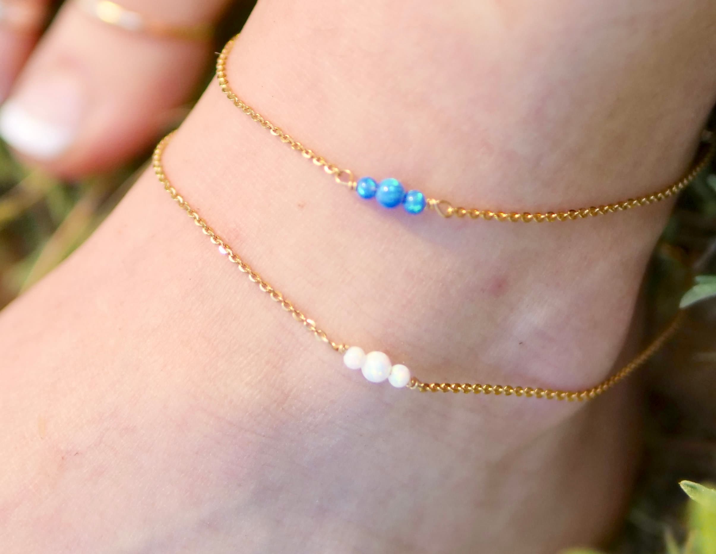 Opal Anklet, Anklets, Gold Anklets, Layered Gold Anklets, Anklets for Women, Opal Anklet,Delicate Anklet, Bridesmaids Gift,