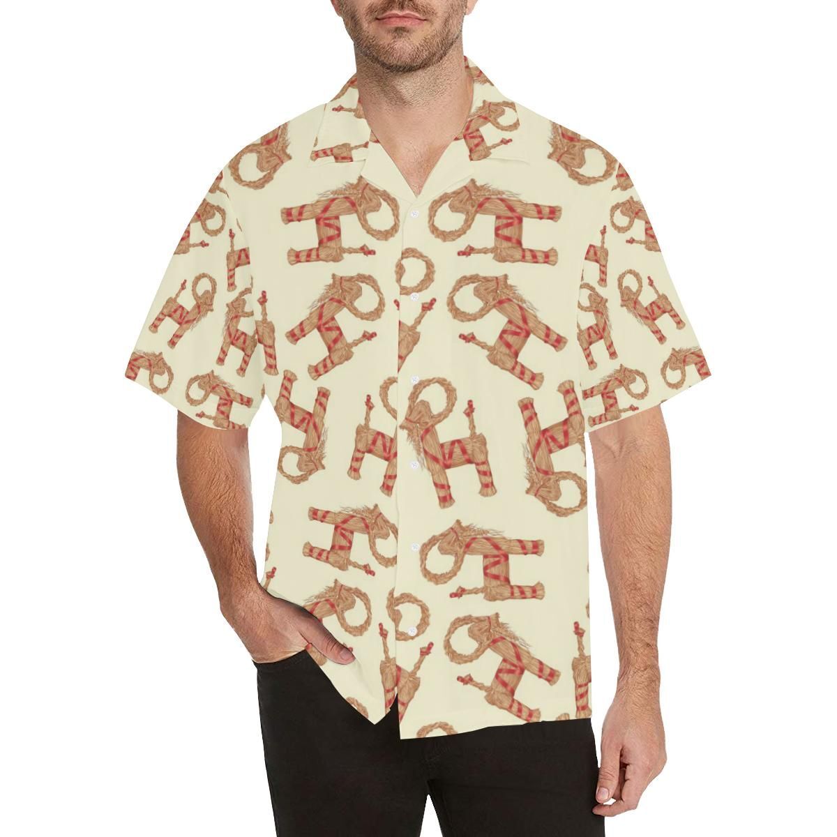 Yule Goat Or Christmas Goat Pattern Men’S All Over Print Hawaiian Shirt