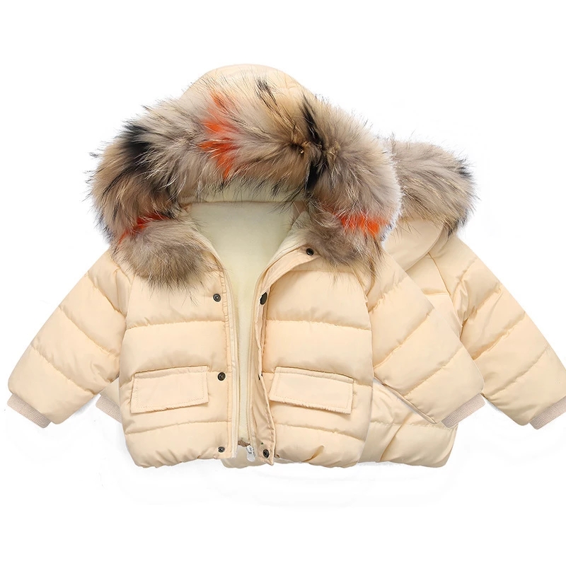 Winter Down Jacket and Coat for Girls Boys Kid Baby Parka Coat Fur Hooded Jacket Children Clothes for Boys Puffer Jacket Coats alx