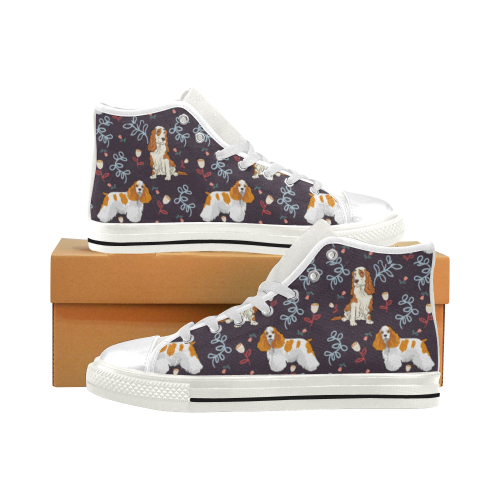 American Cocker Spaniel Flower White Men’s Classic High Top Canvas Shoes