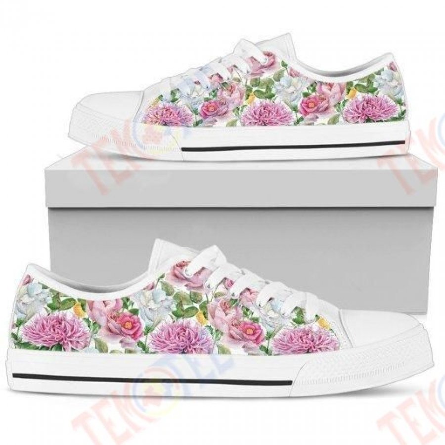 Mens Womens Watercolor Floral Womens Low Top Shoes Custom Print Footwear Converse Sneakers TMT647