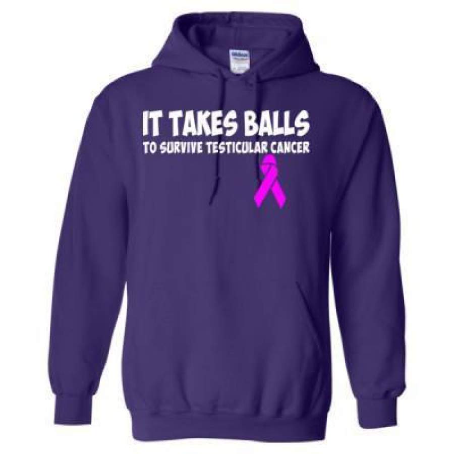 AGR It Takes Balls To Survive Testicular Cancer – Heavy Blend™ Hooded Sweatshirt