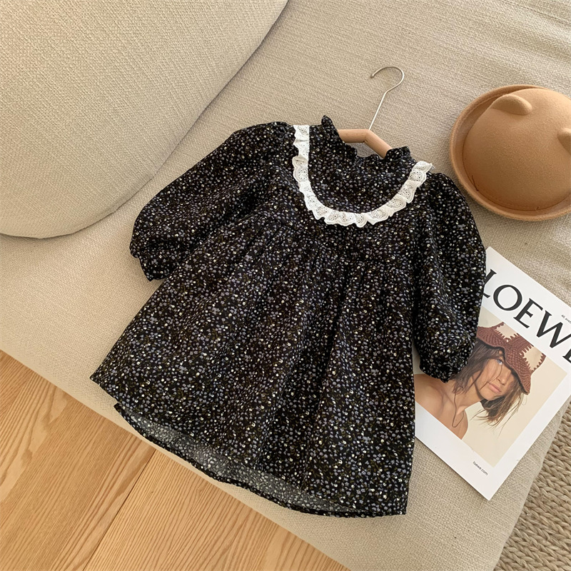 2022 Winter Thicked Children Sweety Dress Elegant Baby Girl Floral Appliques Holiday Frocks Kid Fall Casual Twin Sister Clothes alx