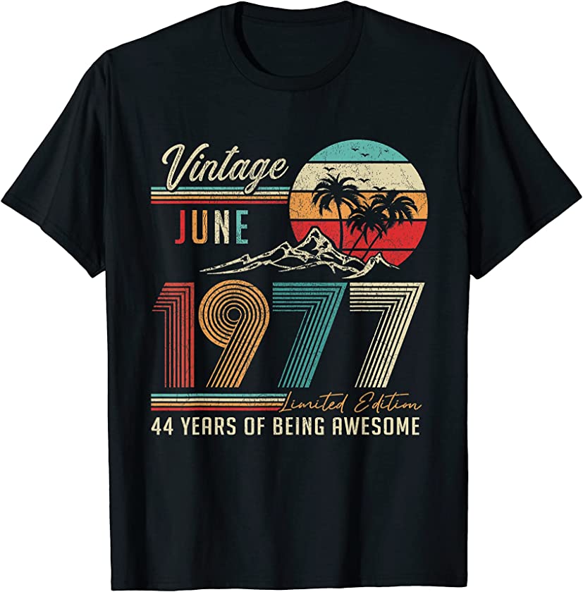 44 Years Old 44th Birthday Decoration Vintage June 1977 T-Shirt