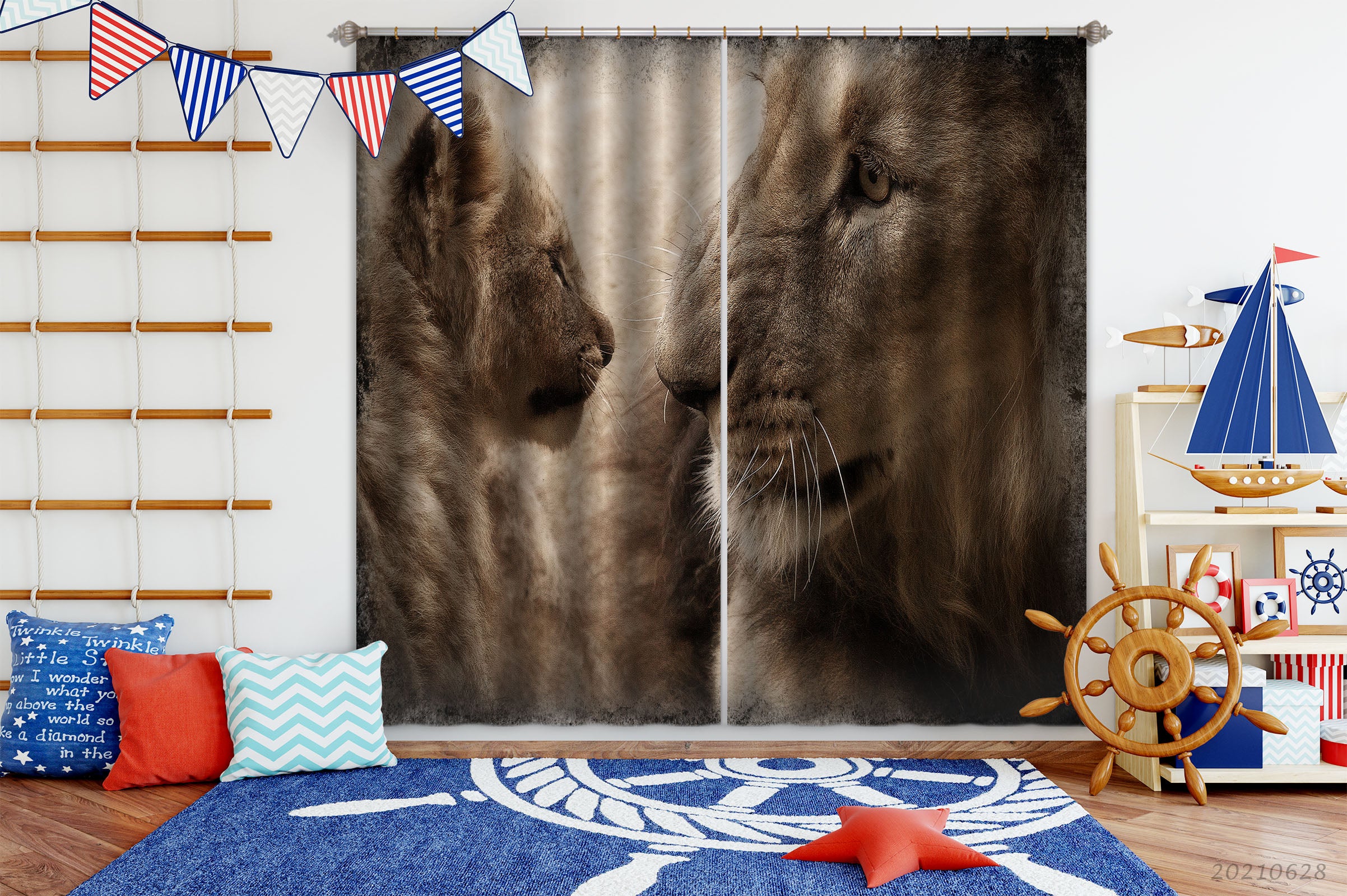 3D Wild Animal Lion Curtains And Drapes Lqh 20