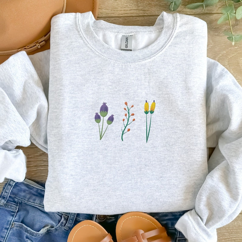 Wild Flowers Embroidered Sweatshirt