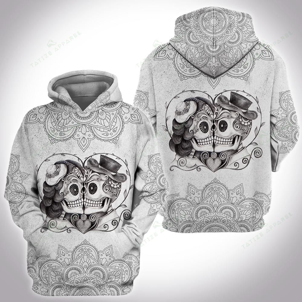 Mandala skull couple 3D All Over Printed Shirt, Sweatshirt, Hoodie, Bomber Jacket Size S – 5XL