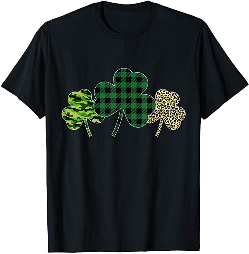 St Patricks Day Shirts Shamrock Clover Leopard Plaid Gift T-Shirt