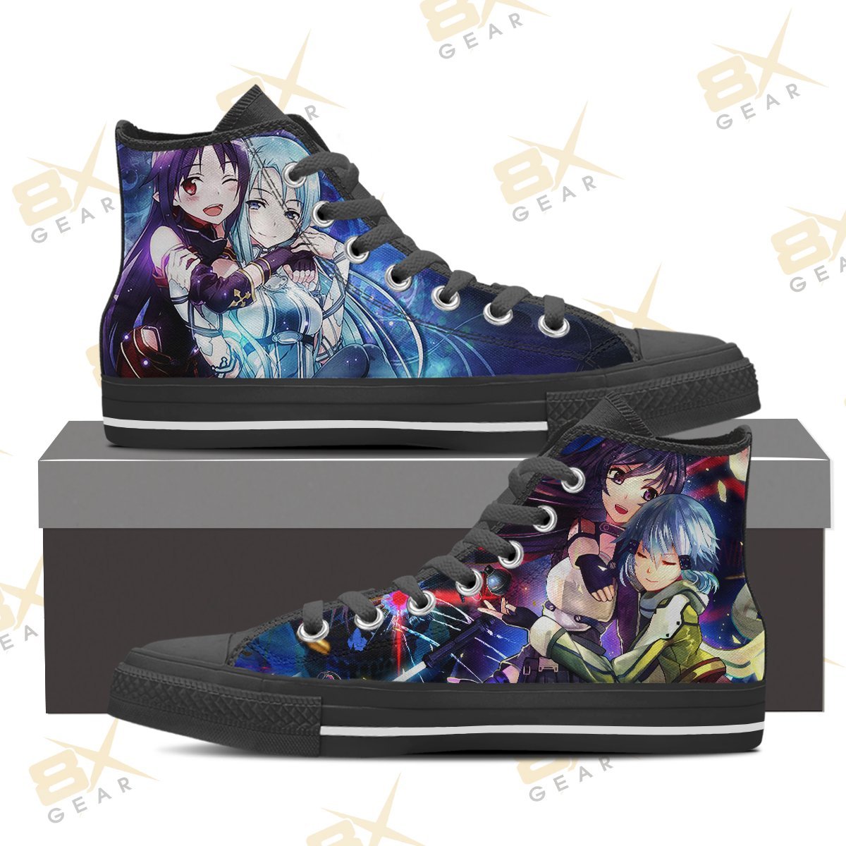 Sword Art Online Sinon Yuuki Hi Top Sneakers Sao Anime Shoes