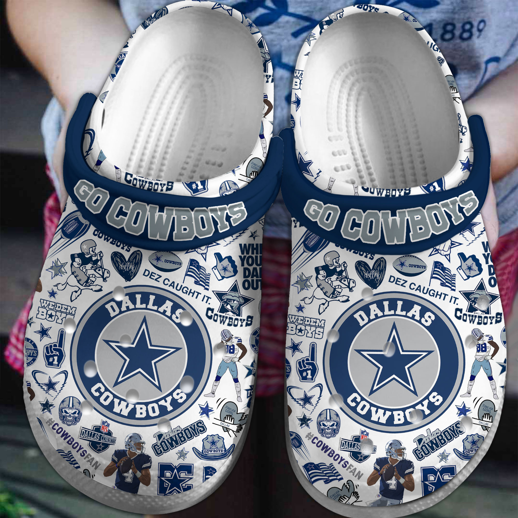 Dallas Cowboys NFL Sport Crocs Crocband Clogs Shoes Comfortable For Men Women and Kids