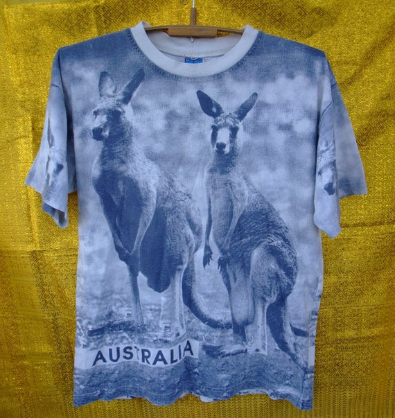 Rare Shirt Vintage Australian Kangaroo All Over The Print Shirt